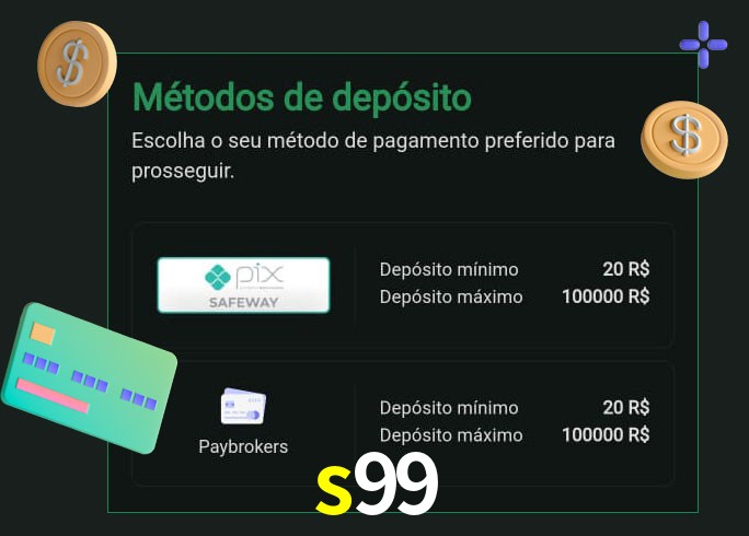 O cassino s99 oferece uma grande variedade de métodos de pagamento